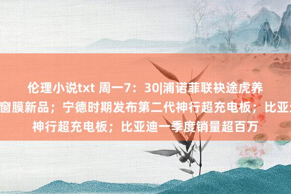 伦理小说txt 周一7：30|浦诺菲联袂途虎养车X孙悟空首发汽车窗膜新品；宁德时期发布第二代神行超充电板；比亚迪一季度销量超百万